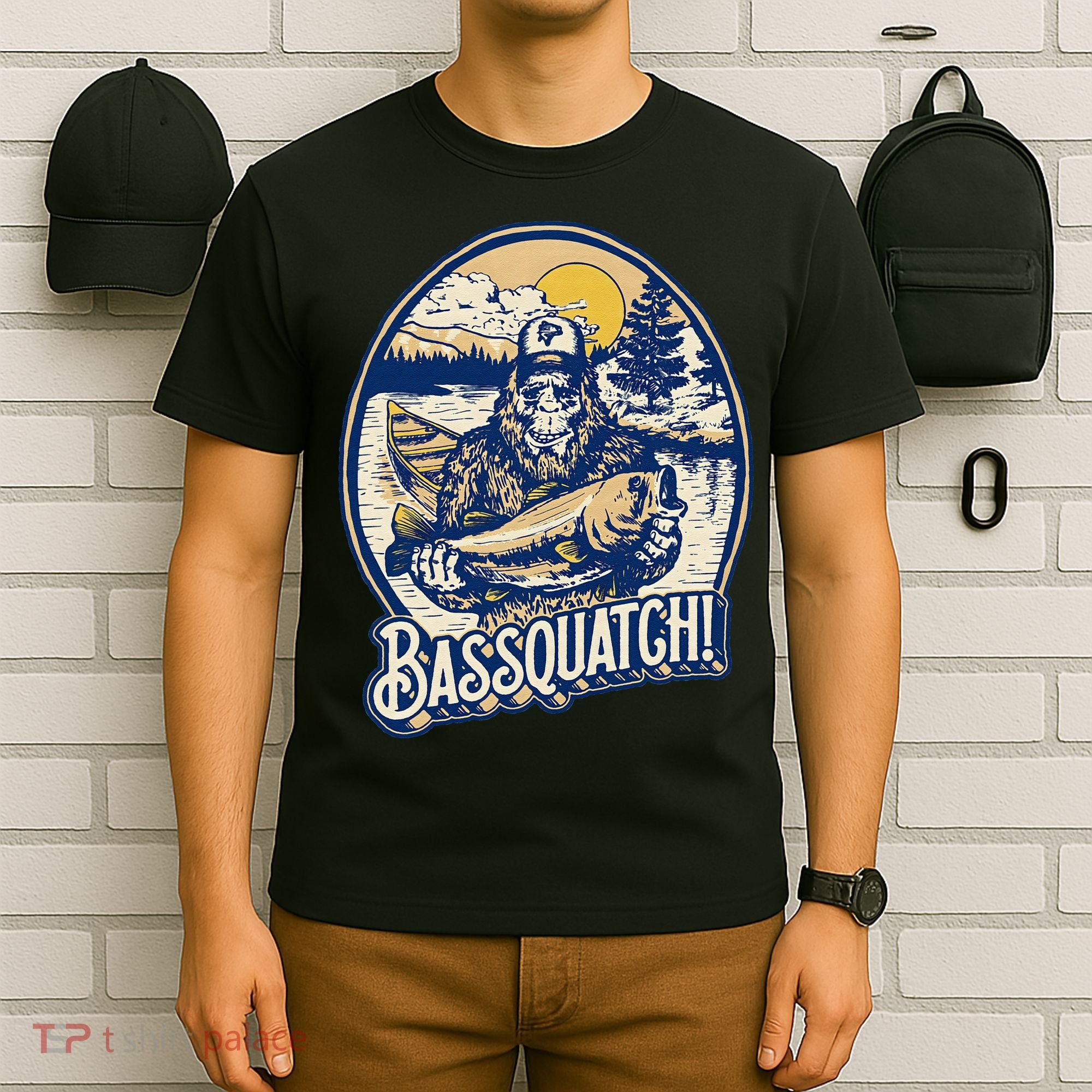Bassquatch! Bass Fisherman Sasquatch Funny Bigfoot Fishing T-Shirt