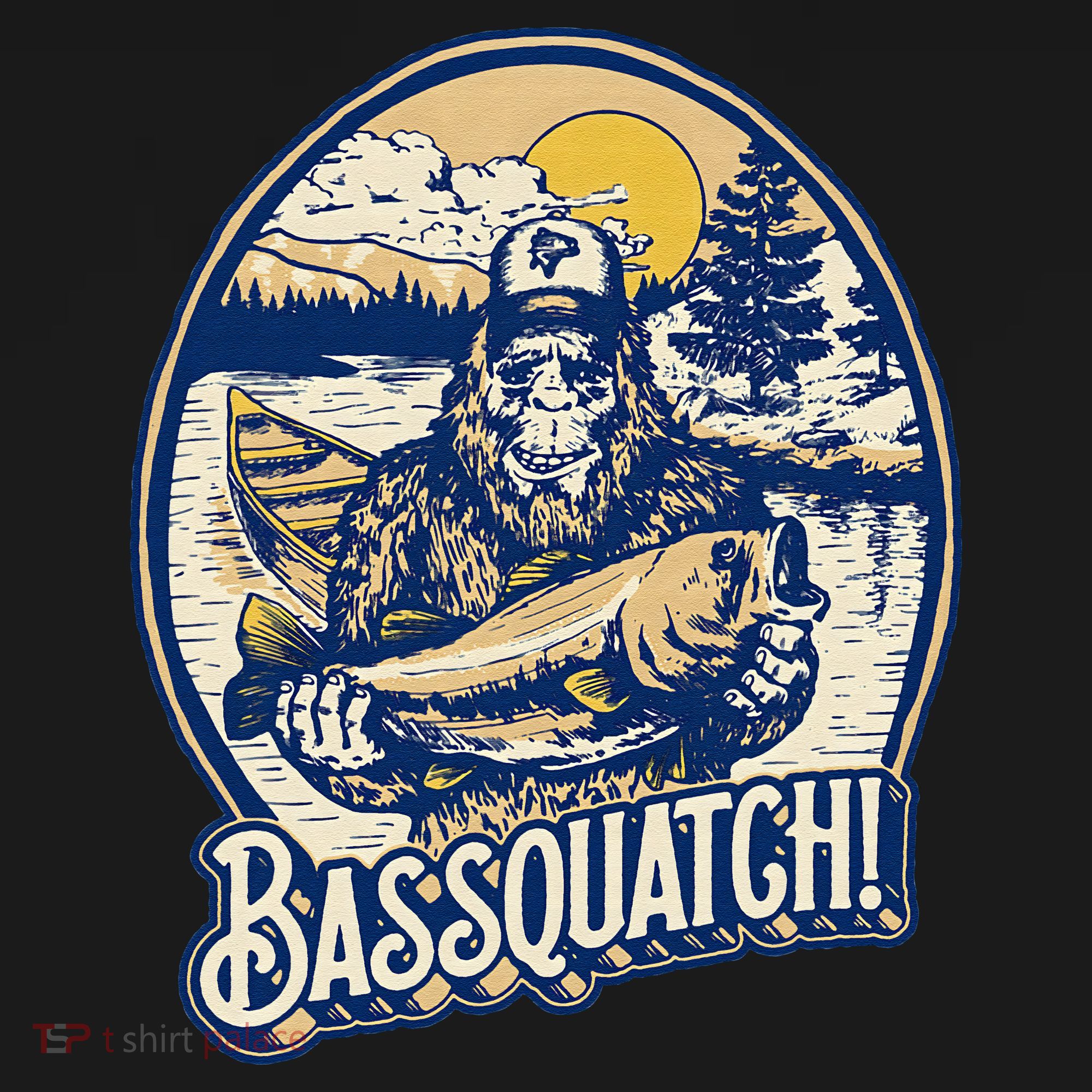Bassquatch! Bass Fisherman Sasquatch Funny Bigfoot Fishing T-Shirt