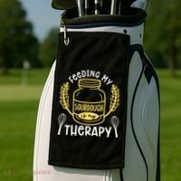 Bread Baking Feeding My Sourdough Is My Therapy Bread Baker Cool Gift Golf Towel thumb 2