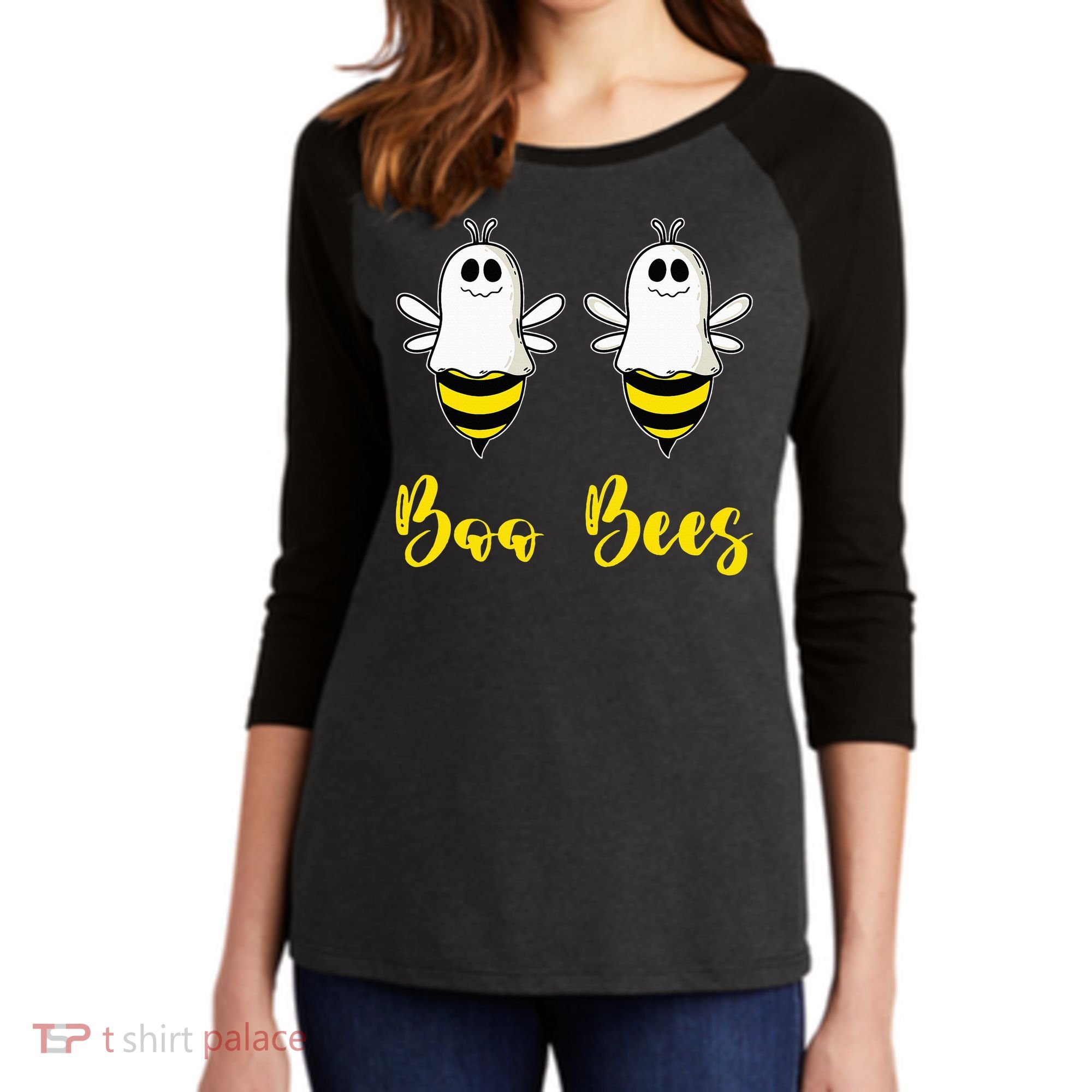 Boo Beez Funny Bee  Halloween Costume Bees Women's Tri-Blend 3/4-Sleeve Raglan Shirt