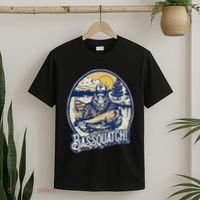 Bassquatch! Bass Fisherman Sasquatch Funny Bigfoot Fishing T-Shirt thumb 2