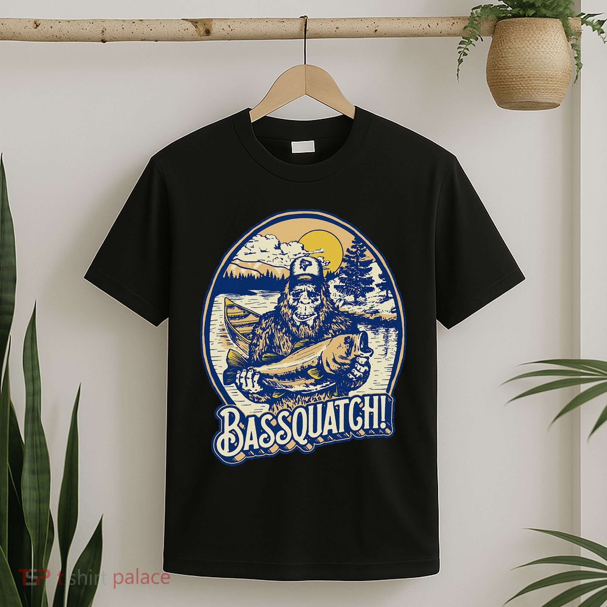Bassquatch! Bass Fisherman Sasquatch Funny Bigfoot Fishing T-Shirt