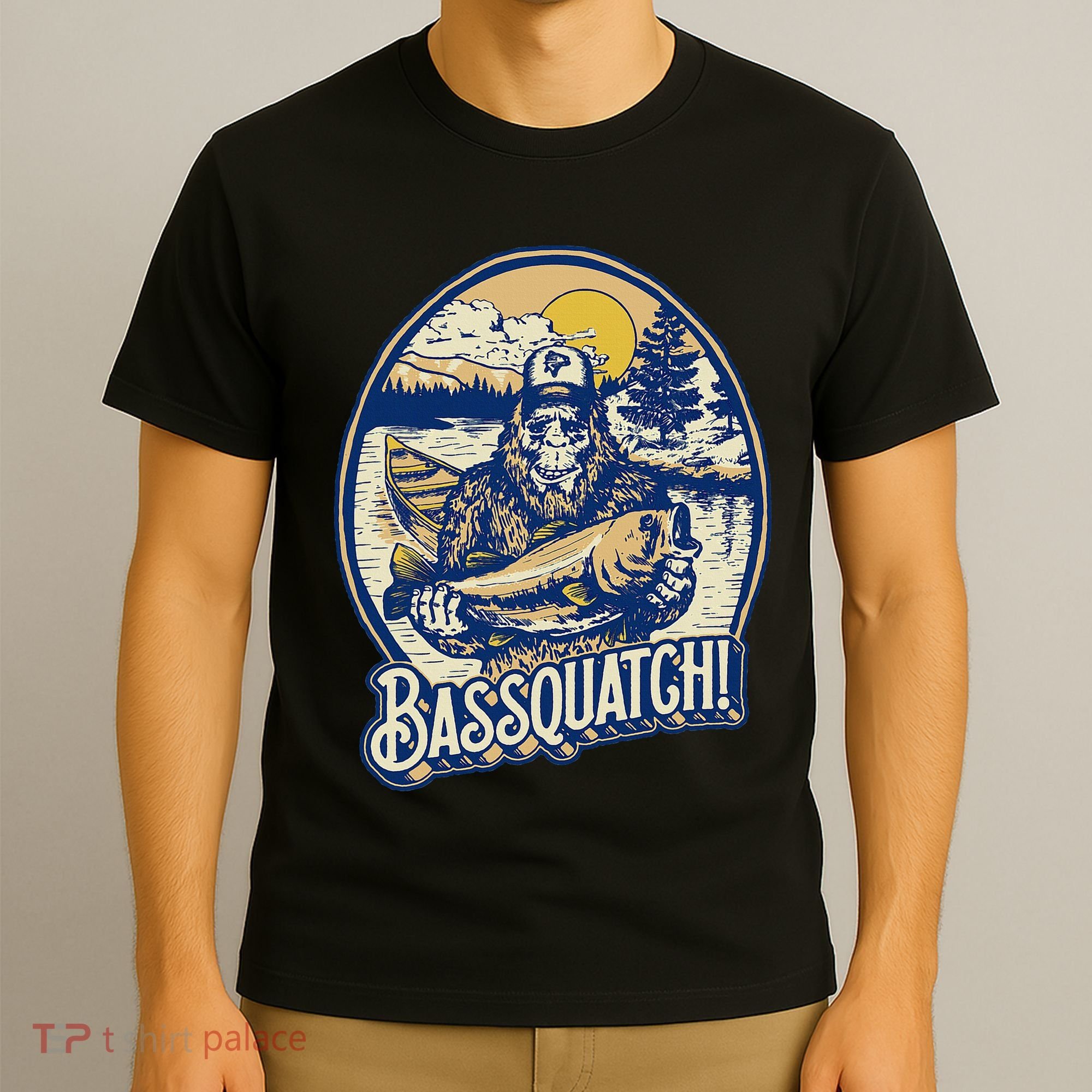 Bassquatch! Bass Fisherman Sasquatch Funny Bigfoot Fishing T-Shirt