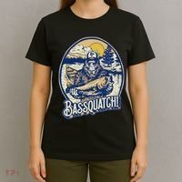 Bassquatch! Bass Fisherman Sasquatch Funny Bigfoot Fishing T-Shirt thumb 4