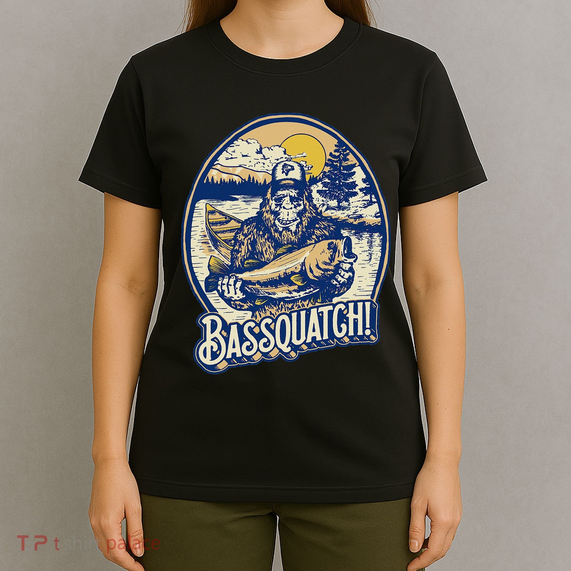 Bassquatch! Bass Fisherman Sasquatch Funny Bigfoot Fishing T-Shirt