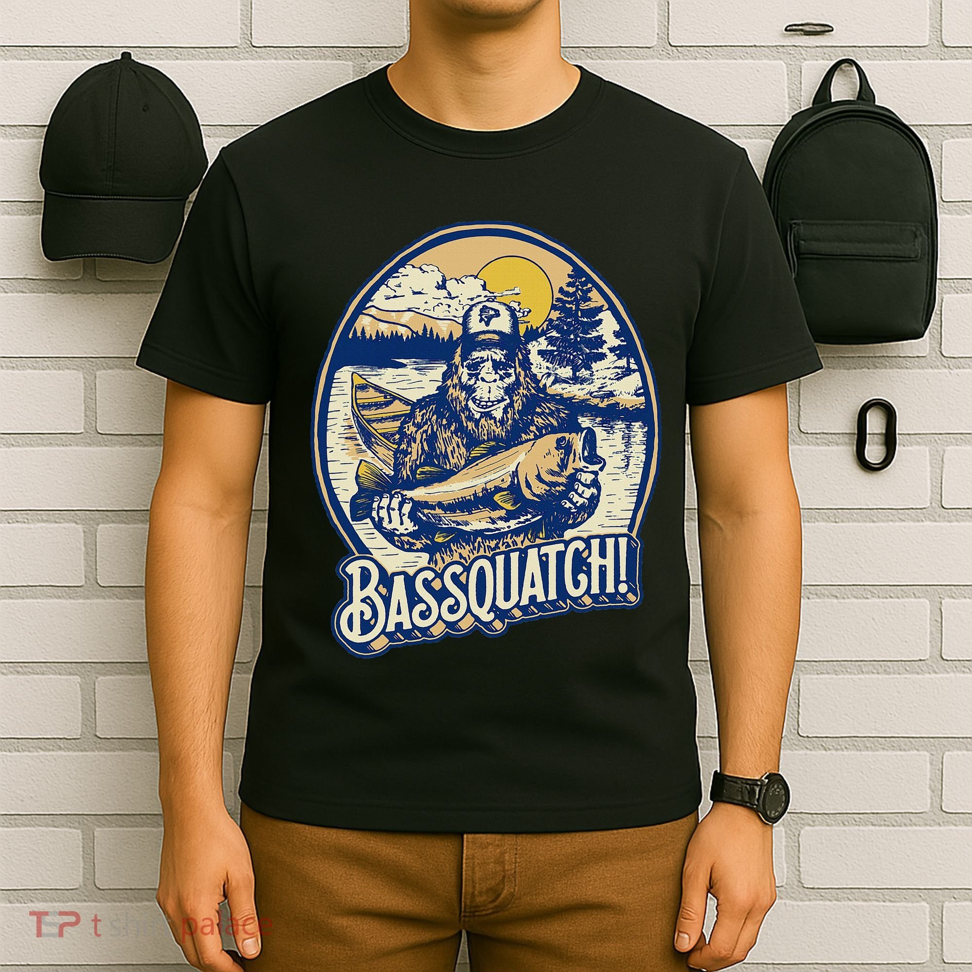 Bassquatch! Bass Fisherman Sasquatch Funny Bigfoot Fishing T-Shirt