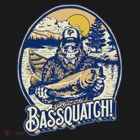 Bassquatch! Bass Fisherman Sasquatch Funny Bigfoot Fishing T-Shirt thumb 7
