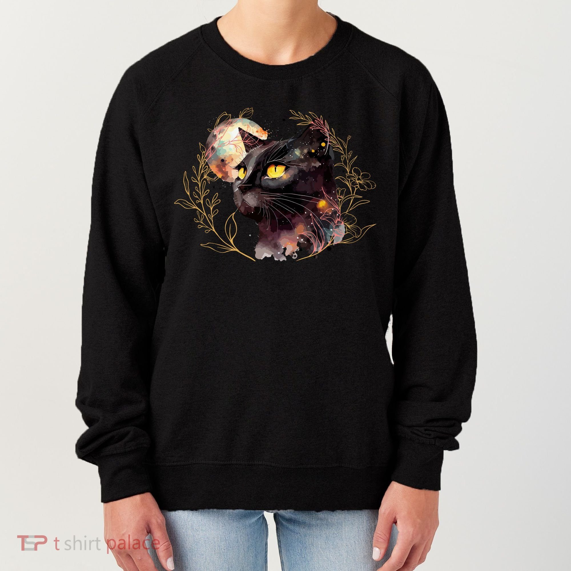 Beautiful Boho Floral Cat Women's Sweatshirt