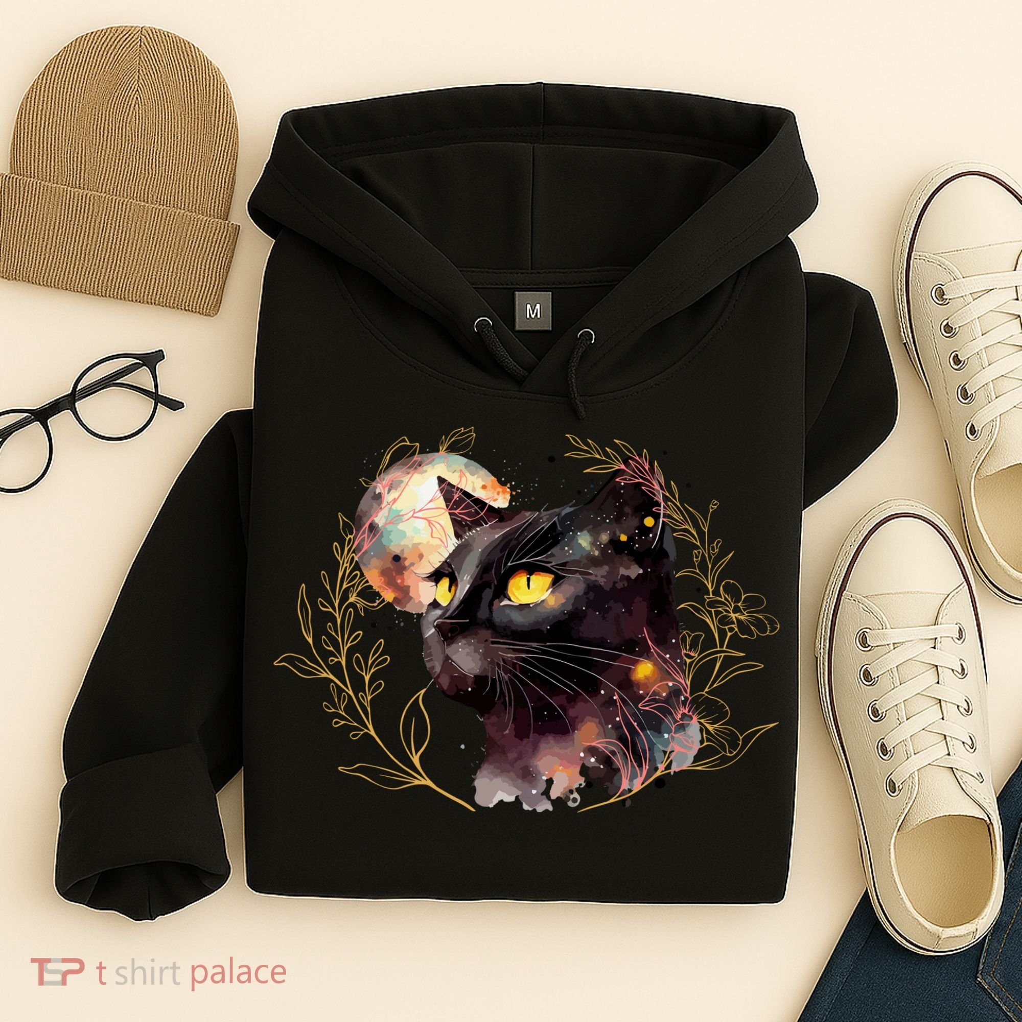 Beautiful Boho Floral Cat Hoodie