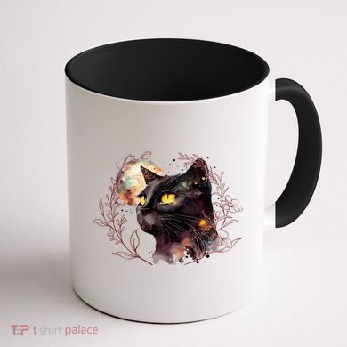 Beautiful Boho Floral Cat Coffee Mug back