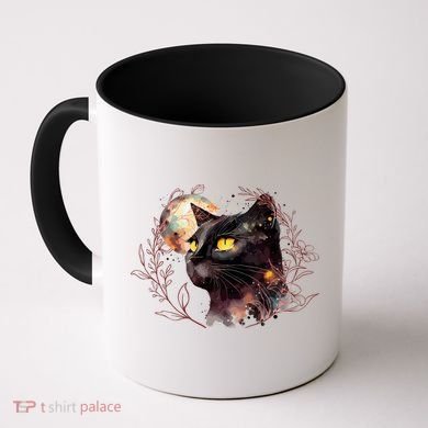 Beautiful Boho Floral Cat Coffee Mug