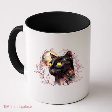 Beautiful Boho Floral Cat Coffee Mug