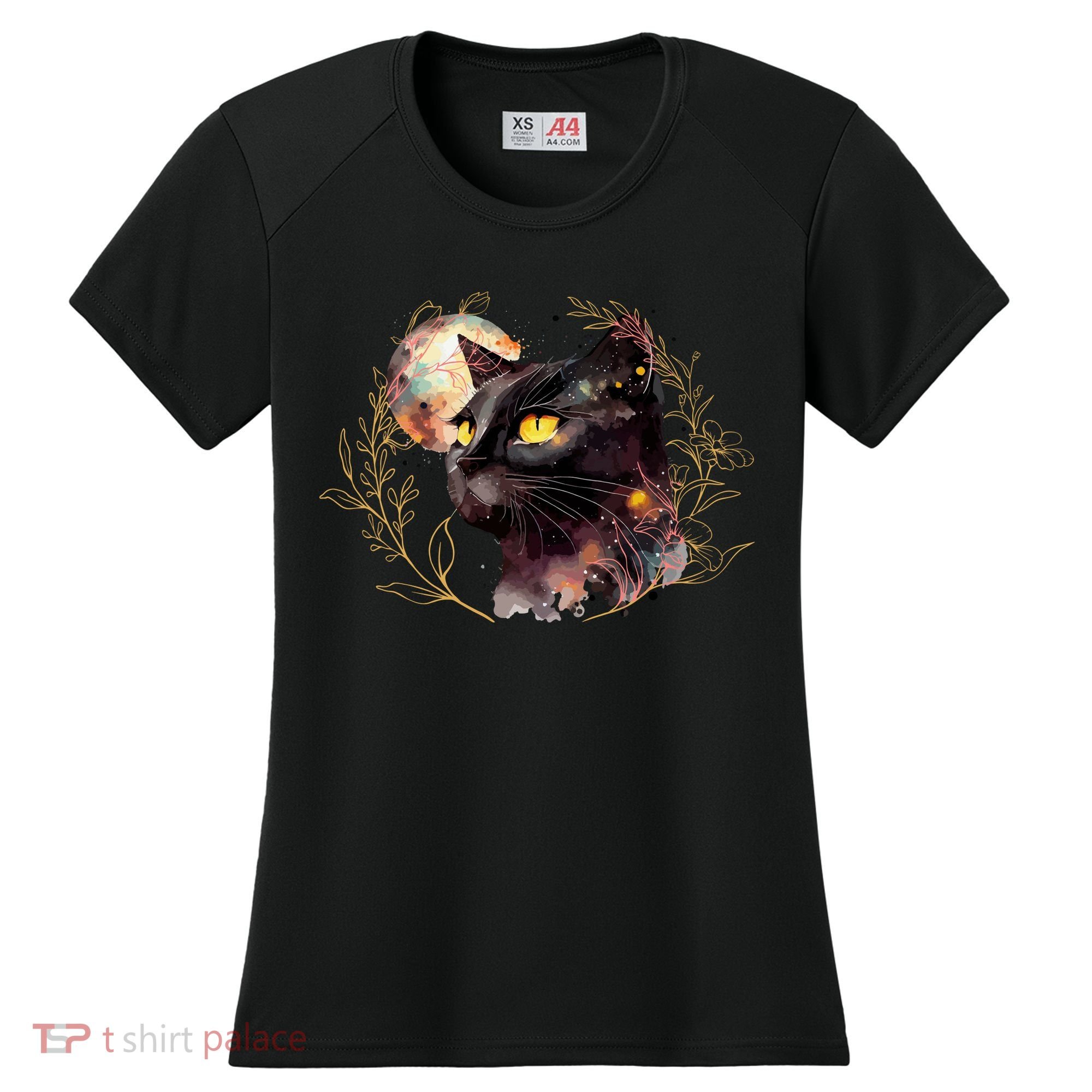 Beautiful Boho Floral Cat Women's Cooling Performance Crew T-Shirt