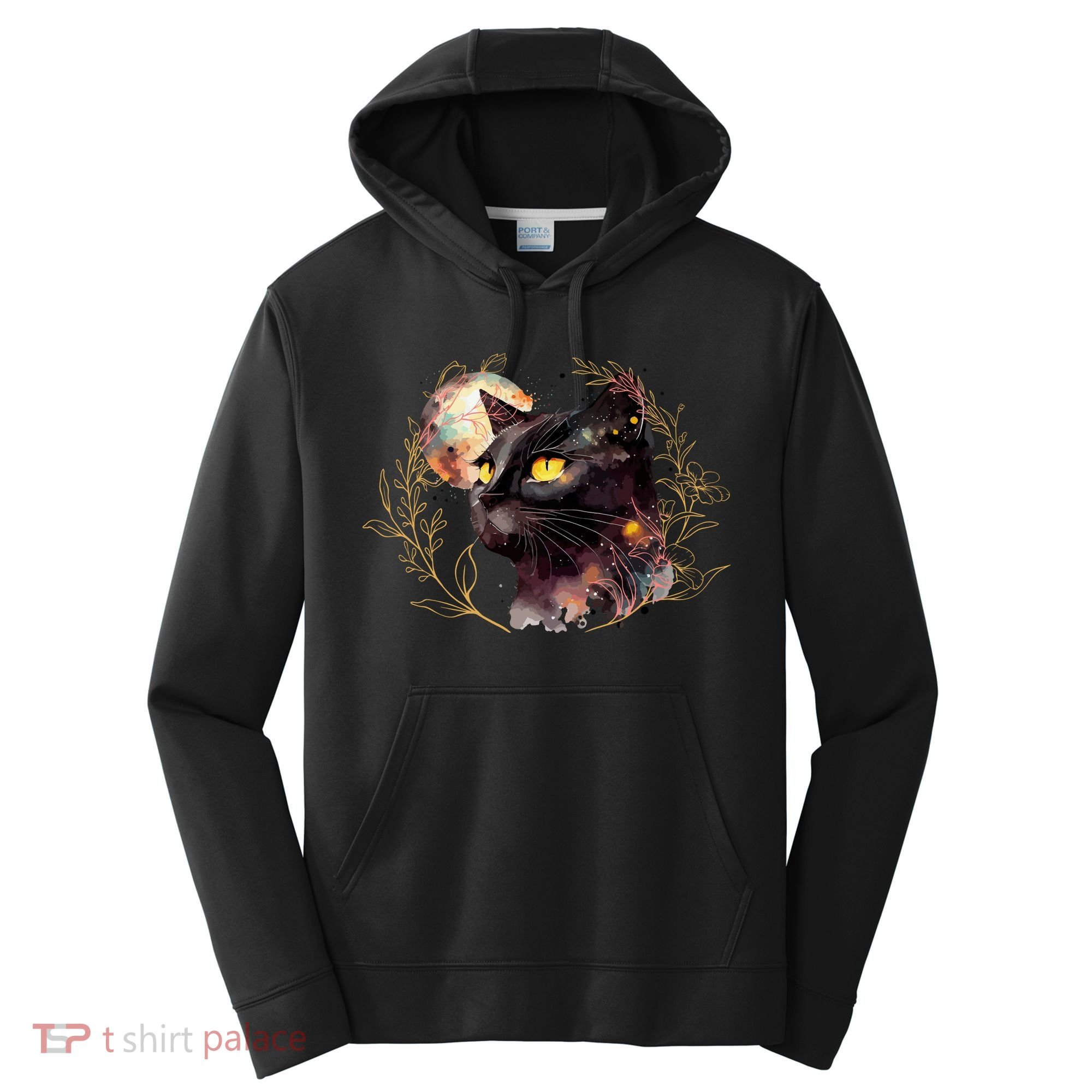 Beautiful Boho Floral Cat Performance Fleece Hoodie