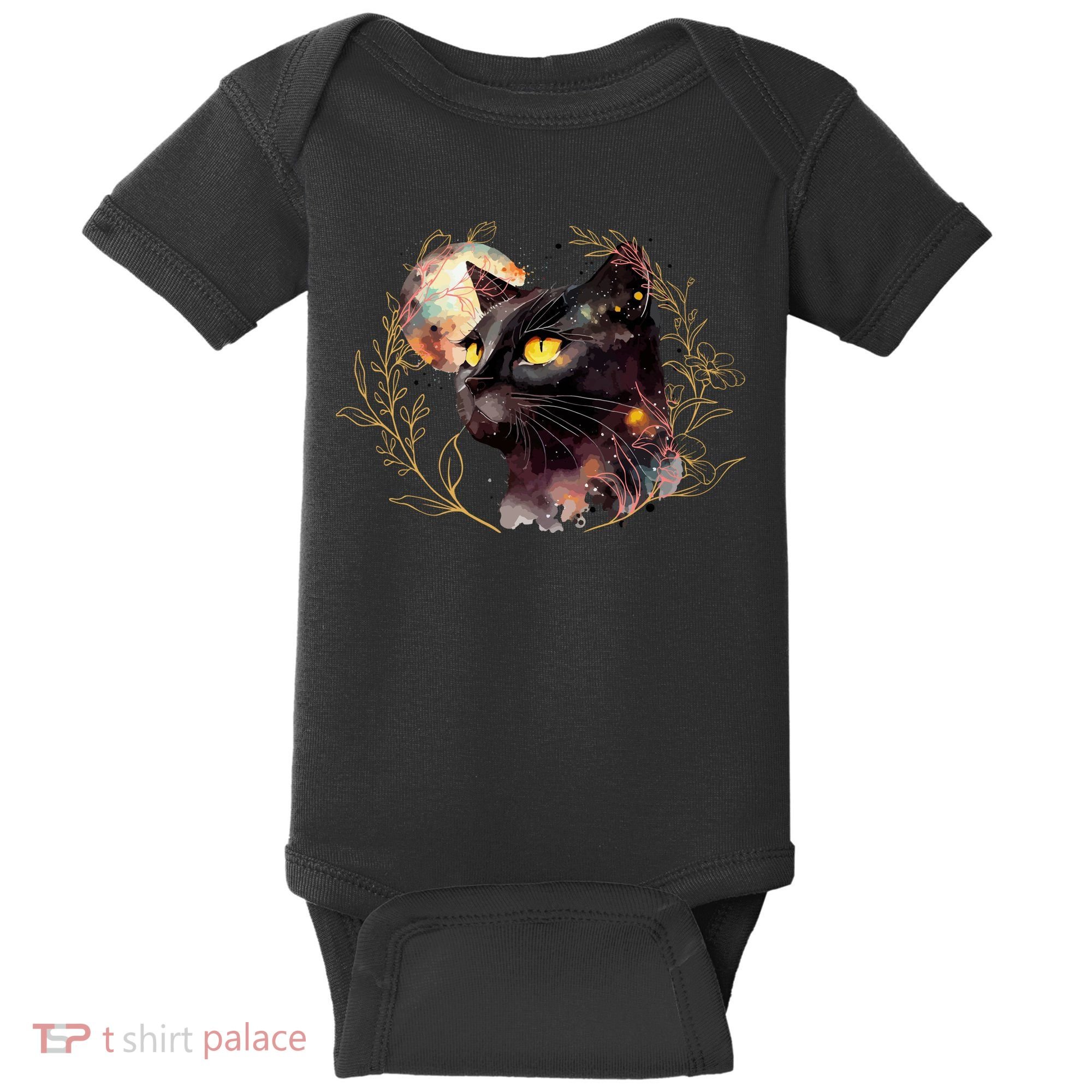 Beautiful Boho Floral Cat Baby Bodysuit