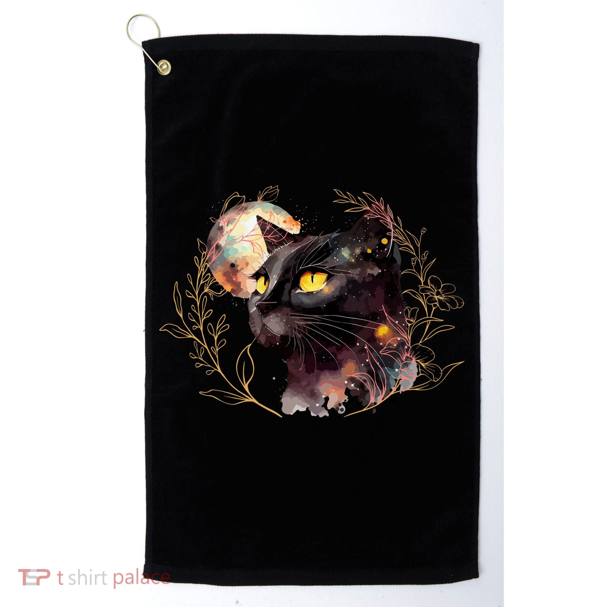 Beautiful Boho Floral Cat Golf Towel
