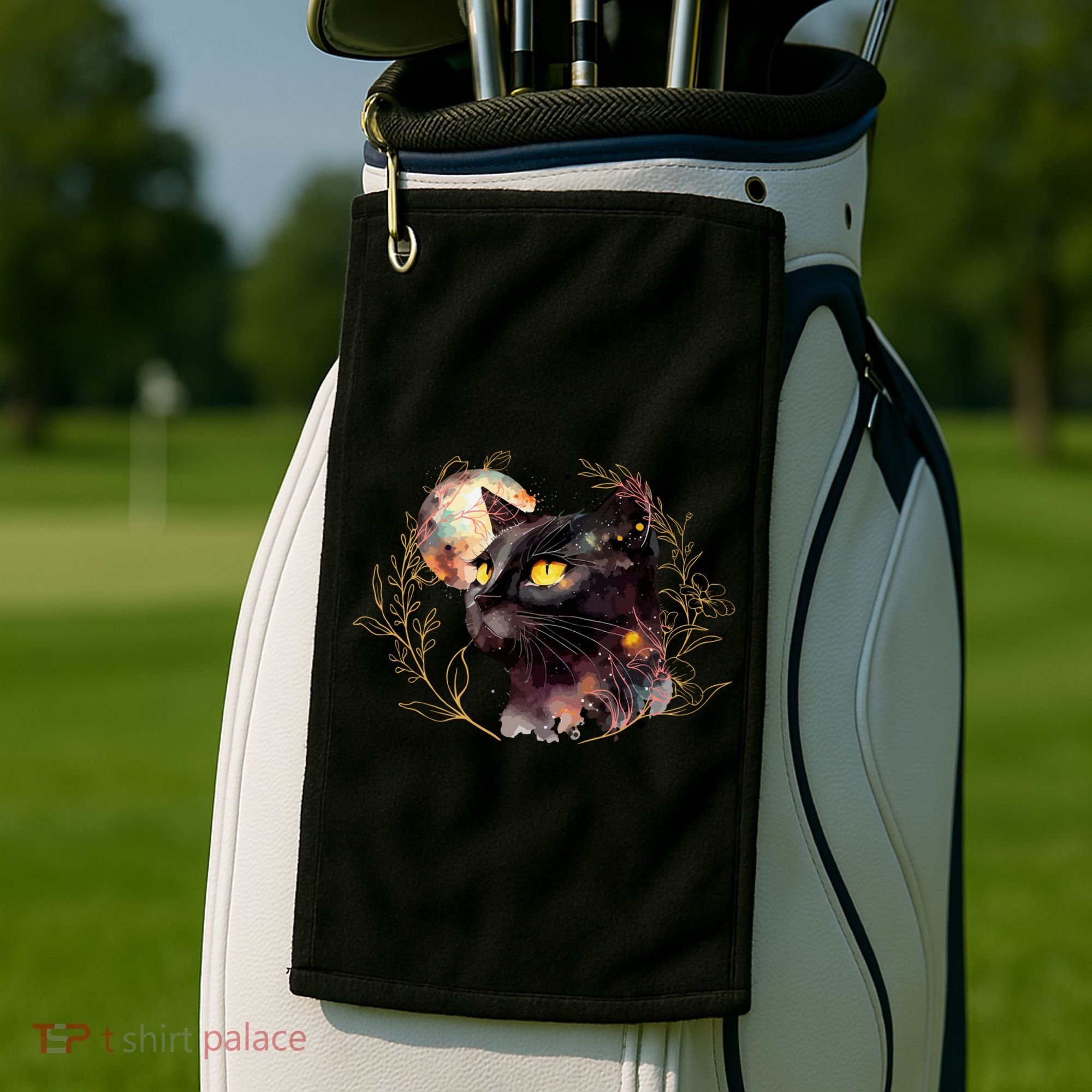 Beautiful Boho Floral Cat Golf Towel