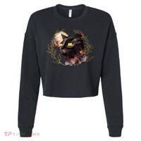 Beautiful Boho Floral Cat Cropped Pullover Crew thumb 0