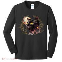 Beautiful Boho Floral Cat Kids Long Sleeve Shirt thumb 0