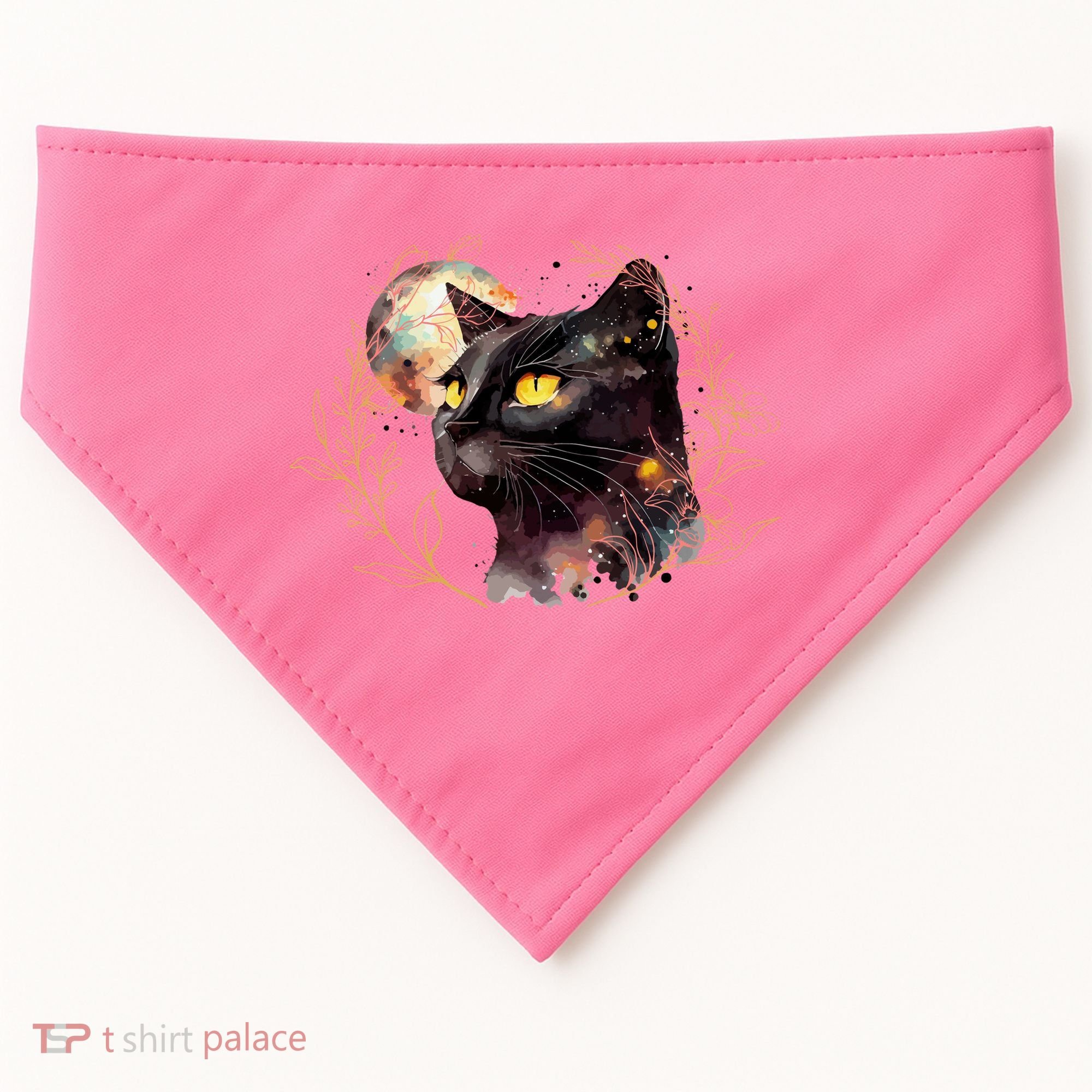 Beautiful Boho Floral Cat USA-Made Doggie Bandana