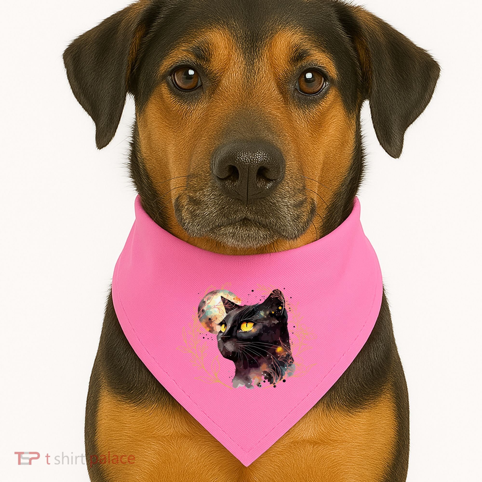 Beautiful Boho Floral Cat USA-Made Doggie Bandana