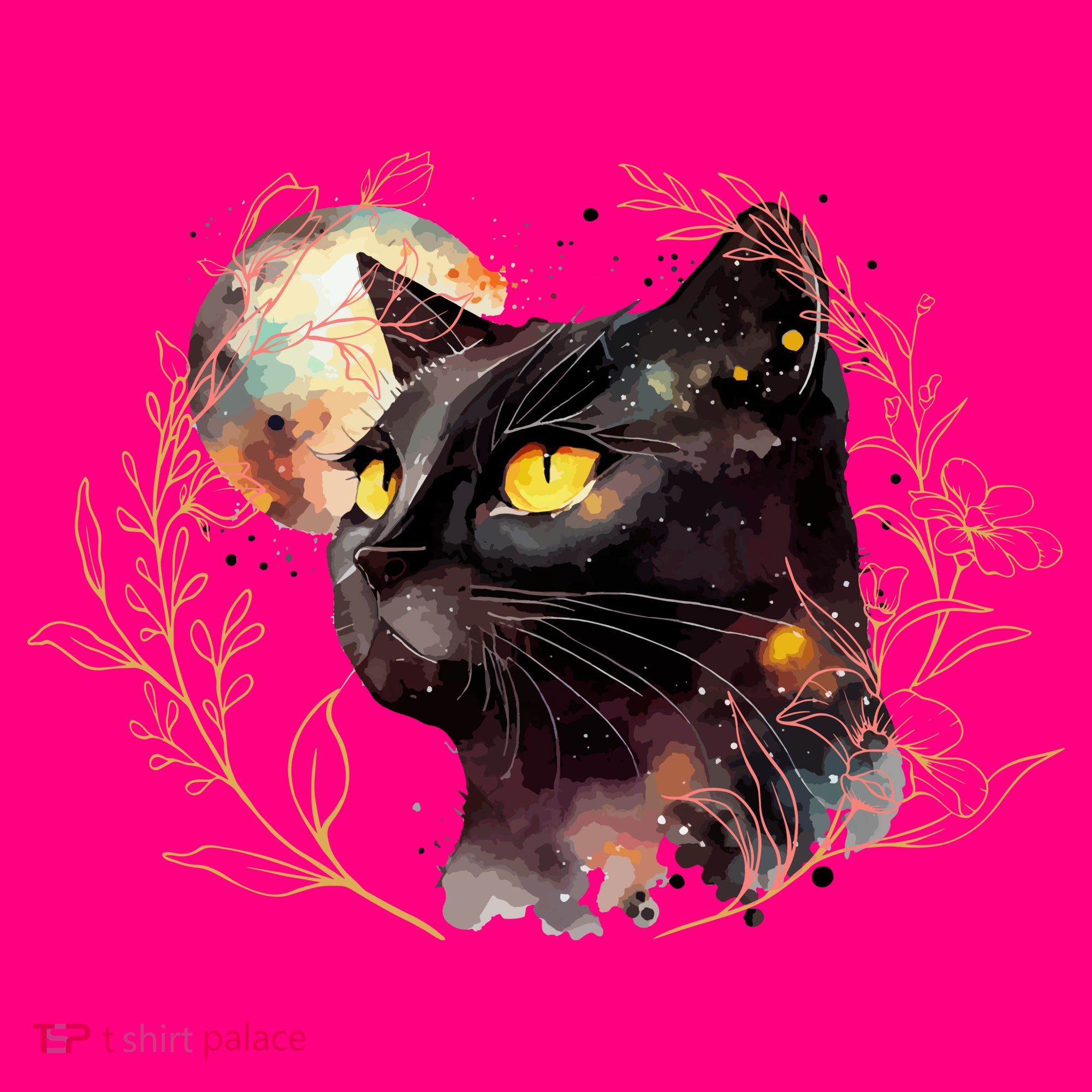 Beautiful Boho Floral Cat USA-Made Doggie Bandana