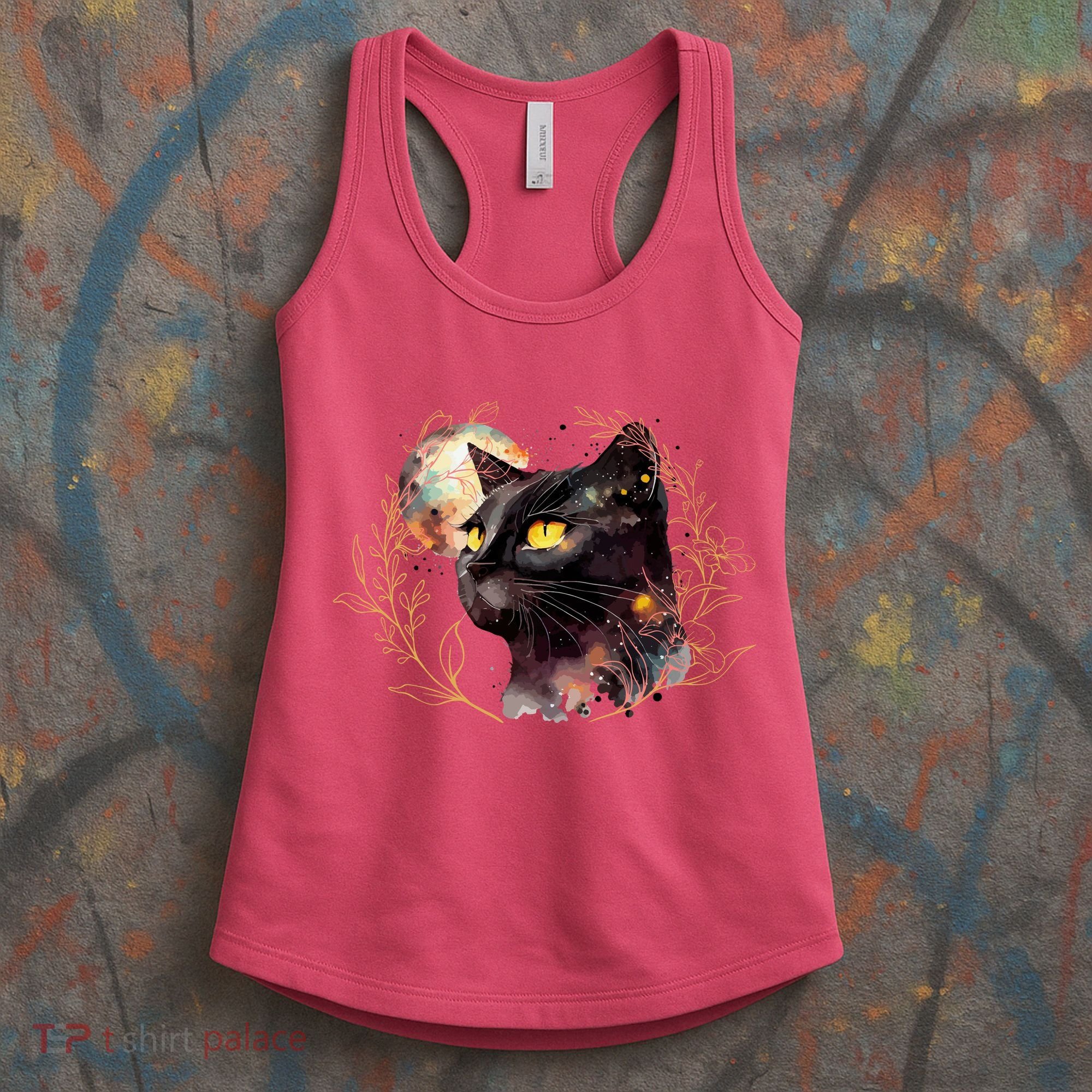 Beautiful Boho Floral Cat Women's Tank Top
