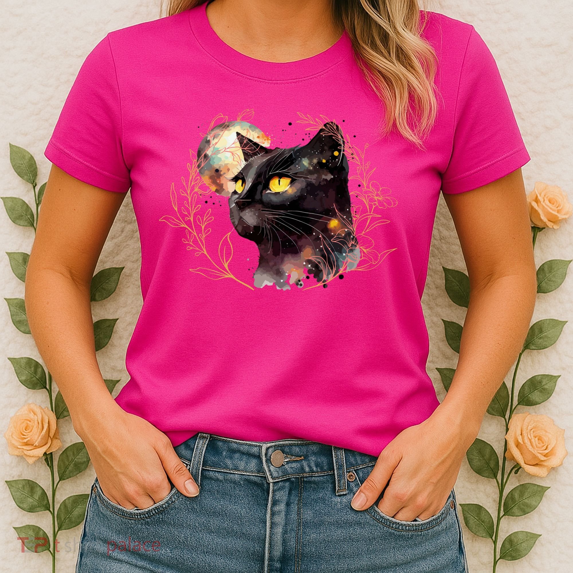 Beautiful Boho Floral Cat Women's T-Shirt
