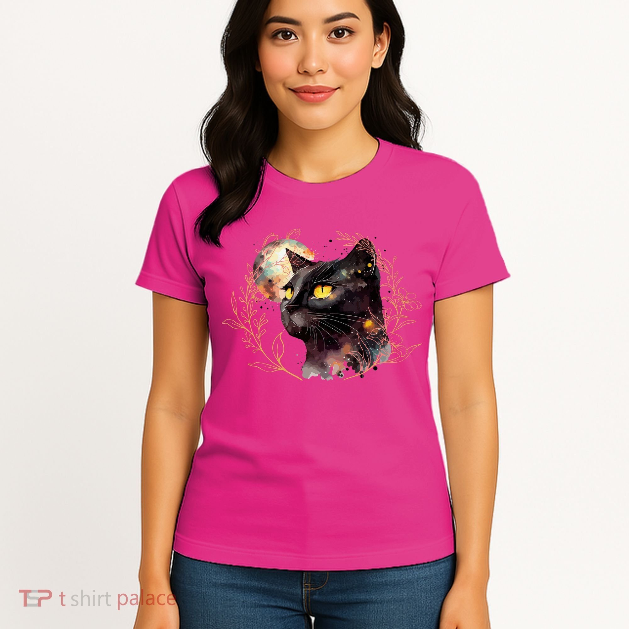 Beautiful Boho Floral Cat Women's T-Shirt