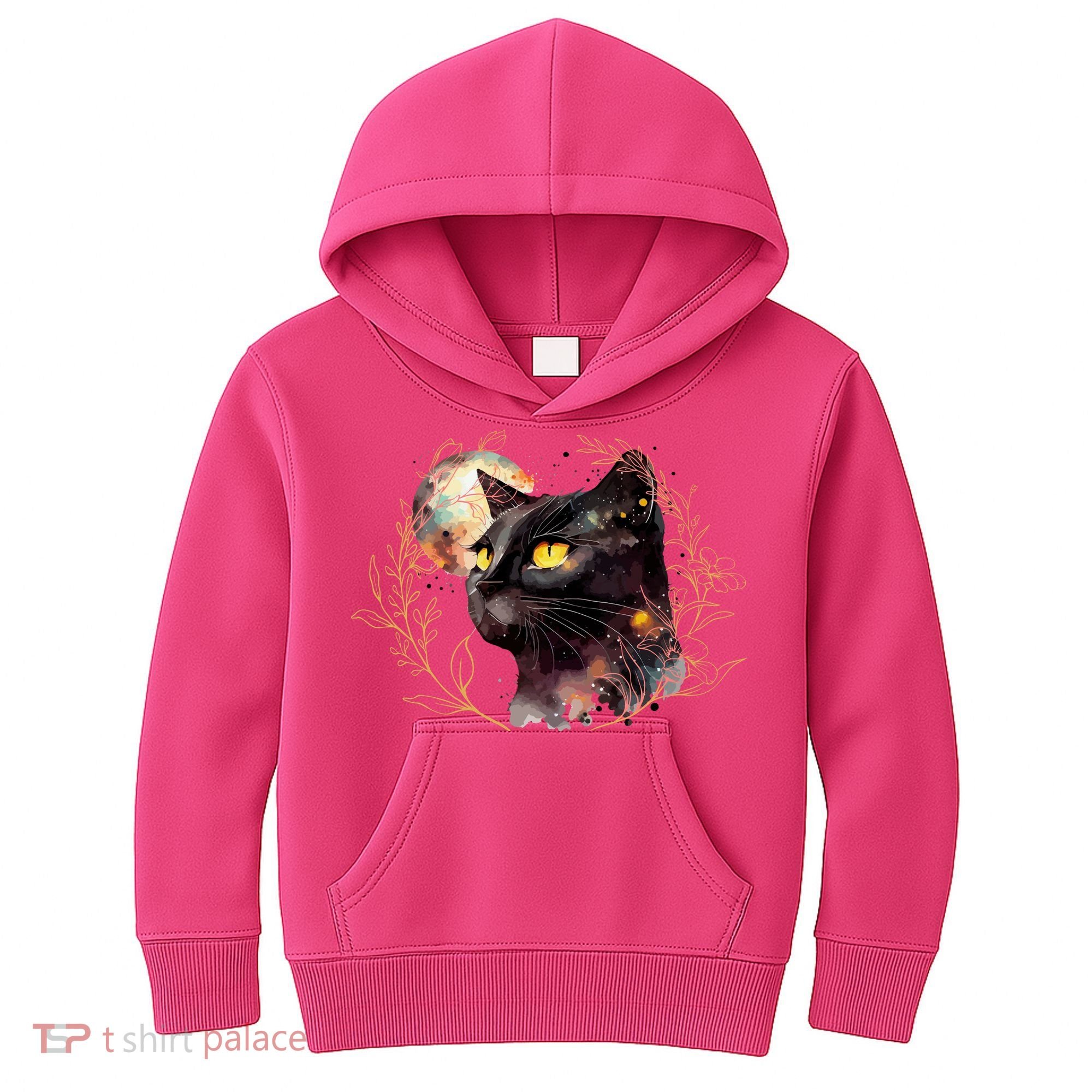 Beautiful Boho Floral Cat Kids Hoodie