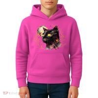 Beautiful Boho Floral Cat Kids Hoodie thumb 4