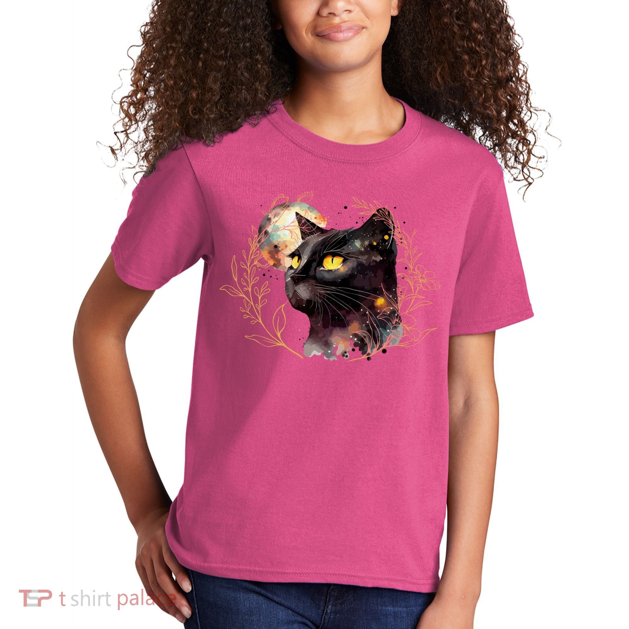 Beautiful Boho Floral Cat Kids T-Shirt