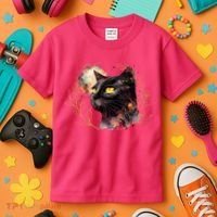 Beautiful Boho Floral Cat Kids T-Shirt thumb 3