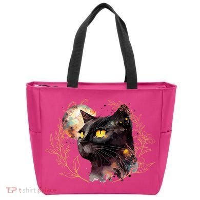 Beautiful Boho Floral Cat Tote Bag