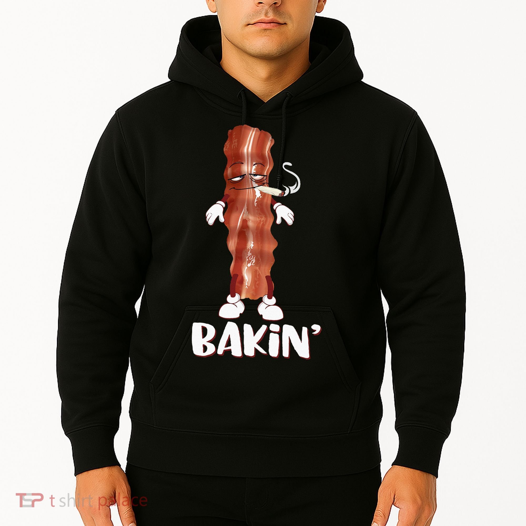 Bakin Bacon Funny 420 Marijuana Smoke Weed Pot Hoodie