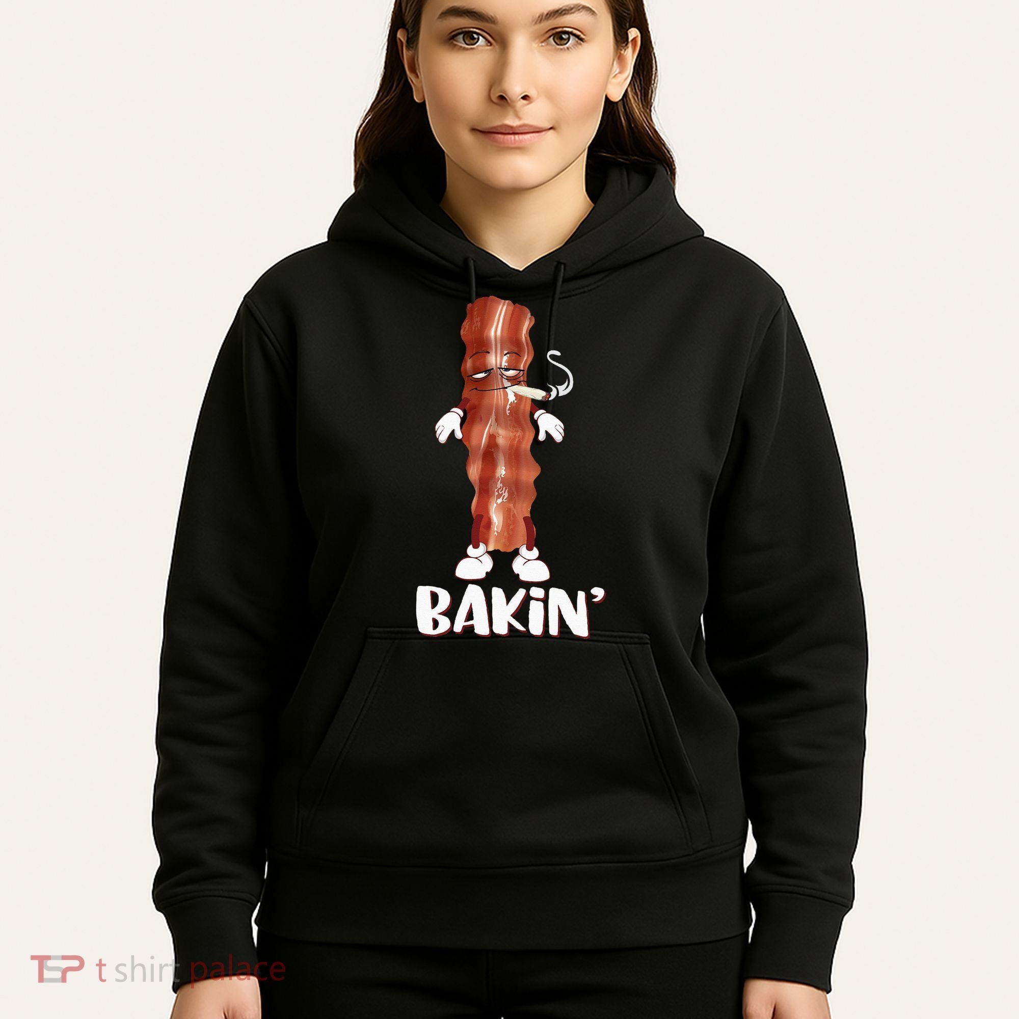 Bakin Bacon Funny 420 Marijuana Smoke Weed Pot Hoodie