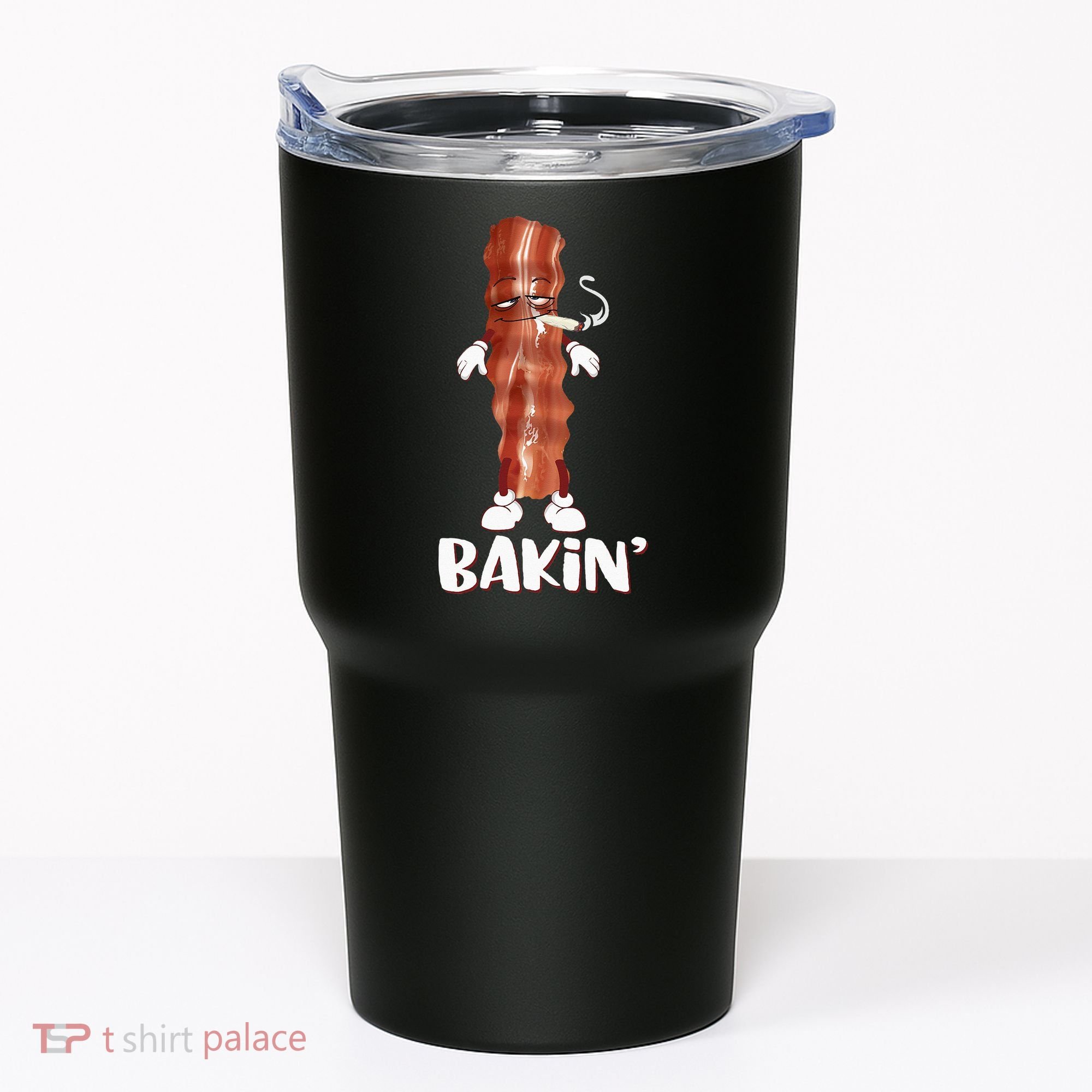 Bakin Bacon Funny 420 Marijuana Smoke Weed Pot Tumbler