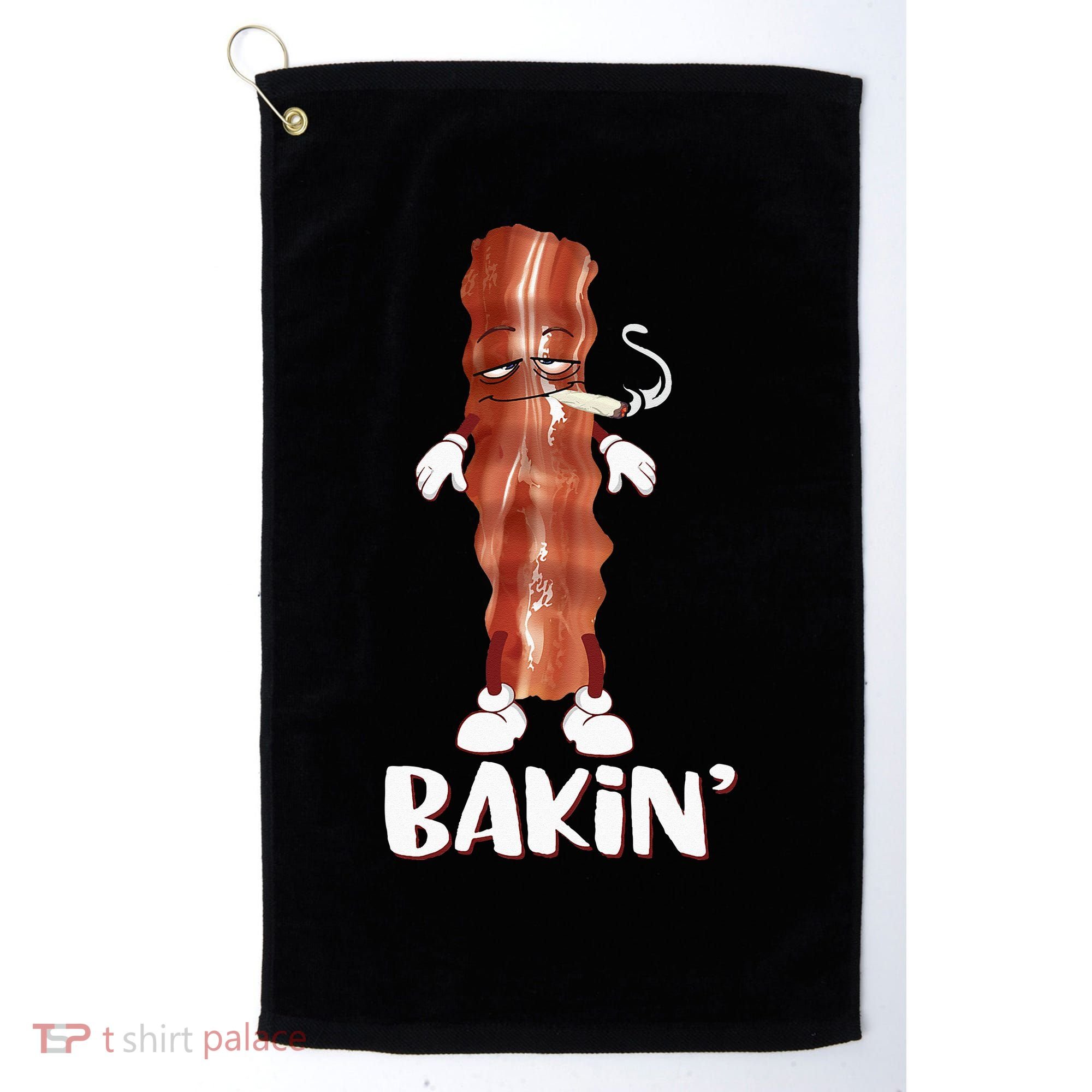 Bakin Bacon Funny 420 Marijuana Smoke Weed Pot Golf Towel