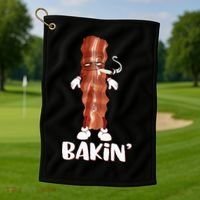 Bakin Bacon Funny 420 Marijuana Smoke Weed Pot Golf Towel thumb 1