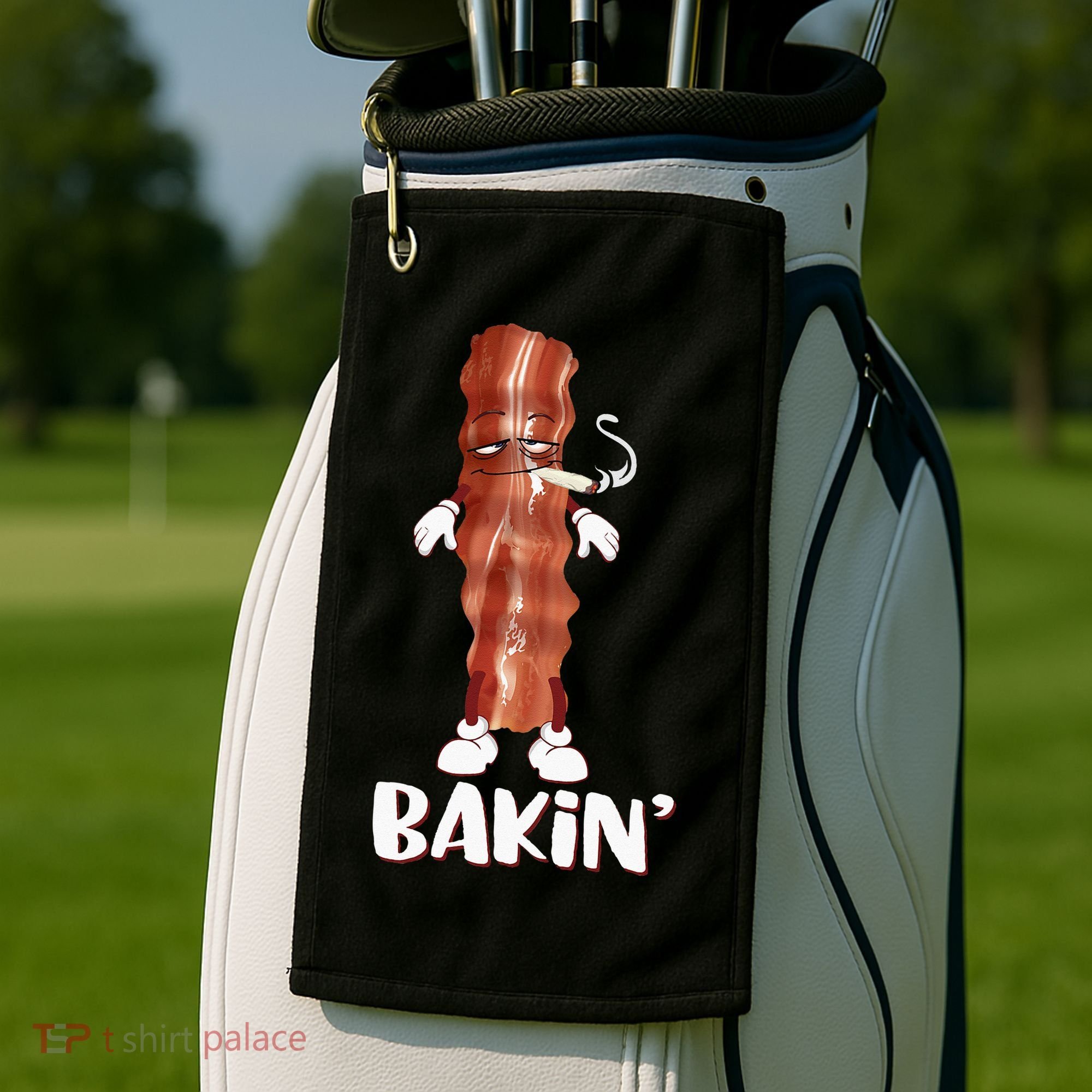 Bakin Bacon Funny 420 Marijuana Smoke Weed Pot Golf Towel