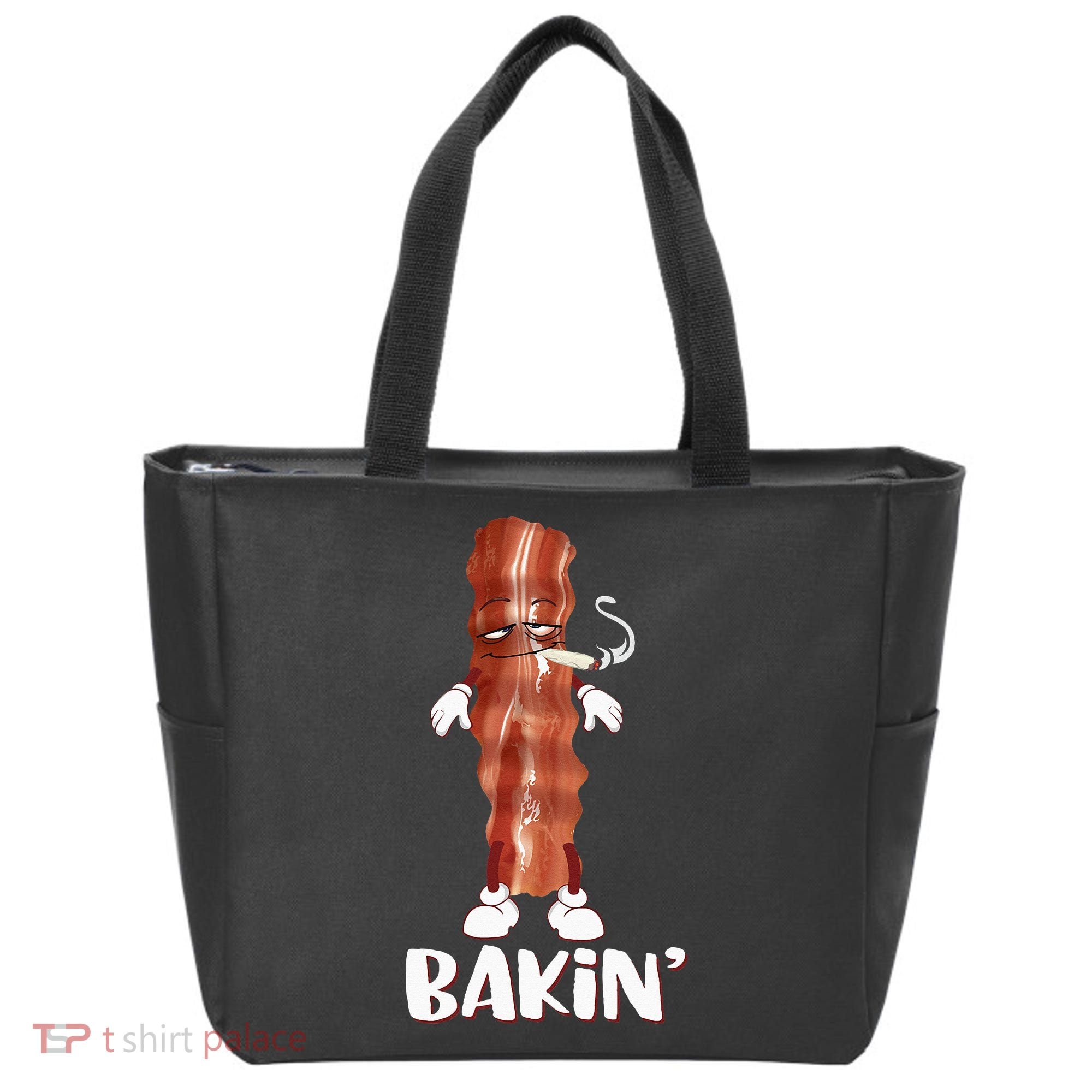 Bakin Bacon Funny 420 Marijuana Smoke Weed Pot Tote Bag