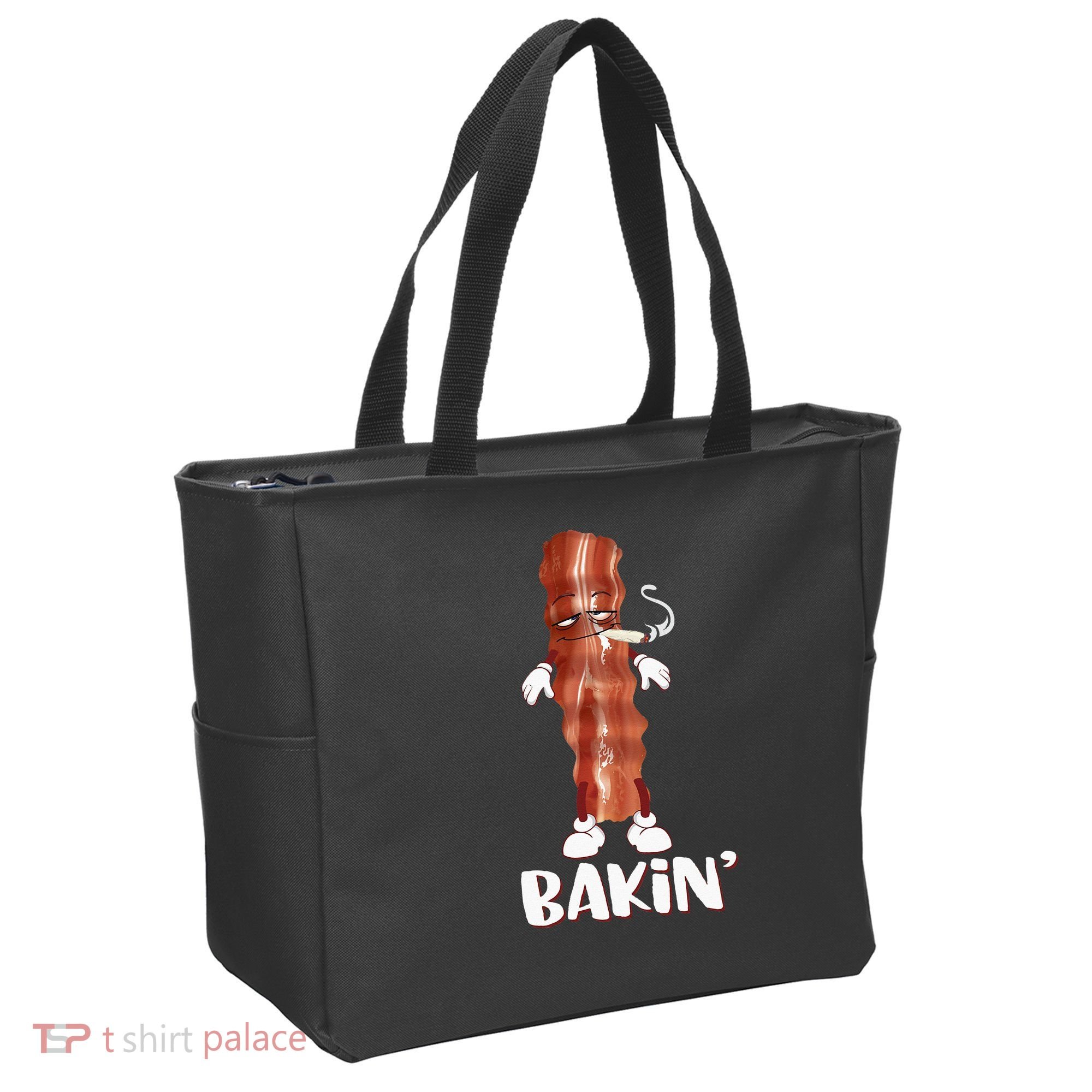 Bakin Bacon Funny 420 Marijuana Smoke Weed Pot Tote Bag