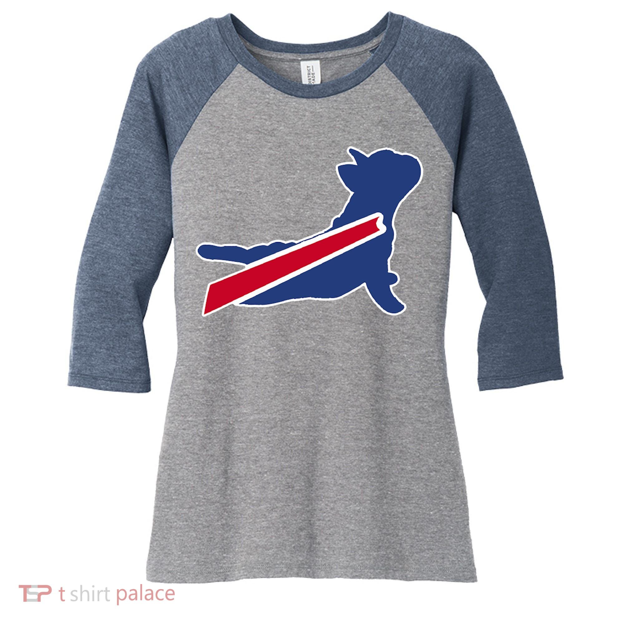 Buffalo French Bulldog Women's Tri-Blend 3/4-Sleeve Raglan Shirt