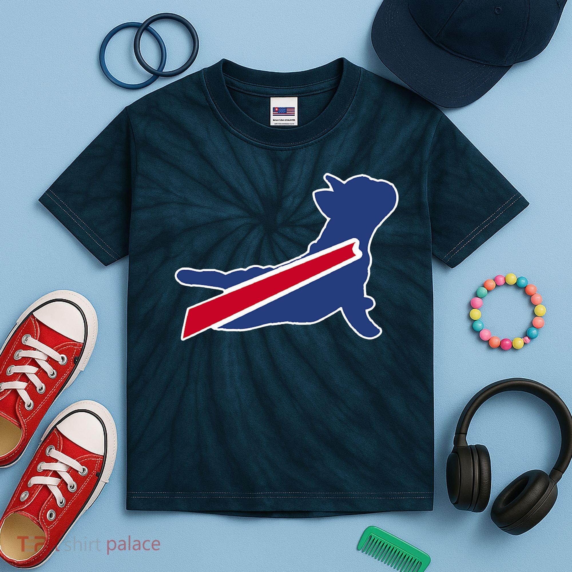 Buffalo French Bulldog Kids Tie-Dye T-Shirt
