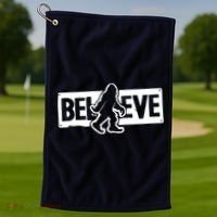 Believe Big Foot Sasquatch Bigfoot Golf Towel thumb 1