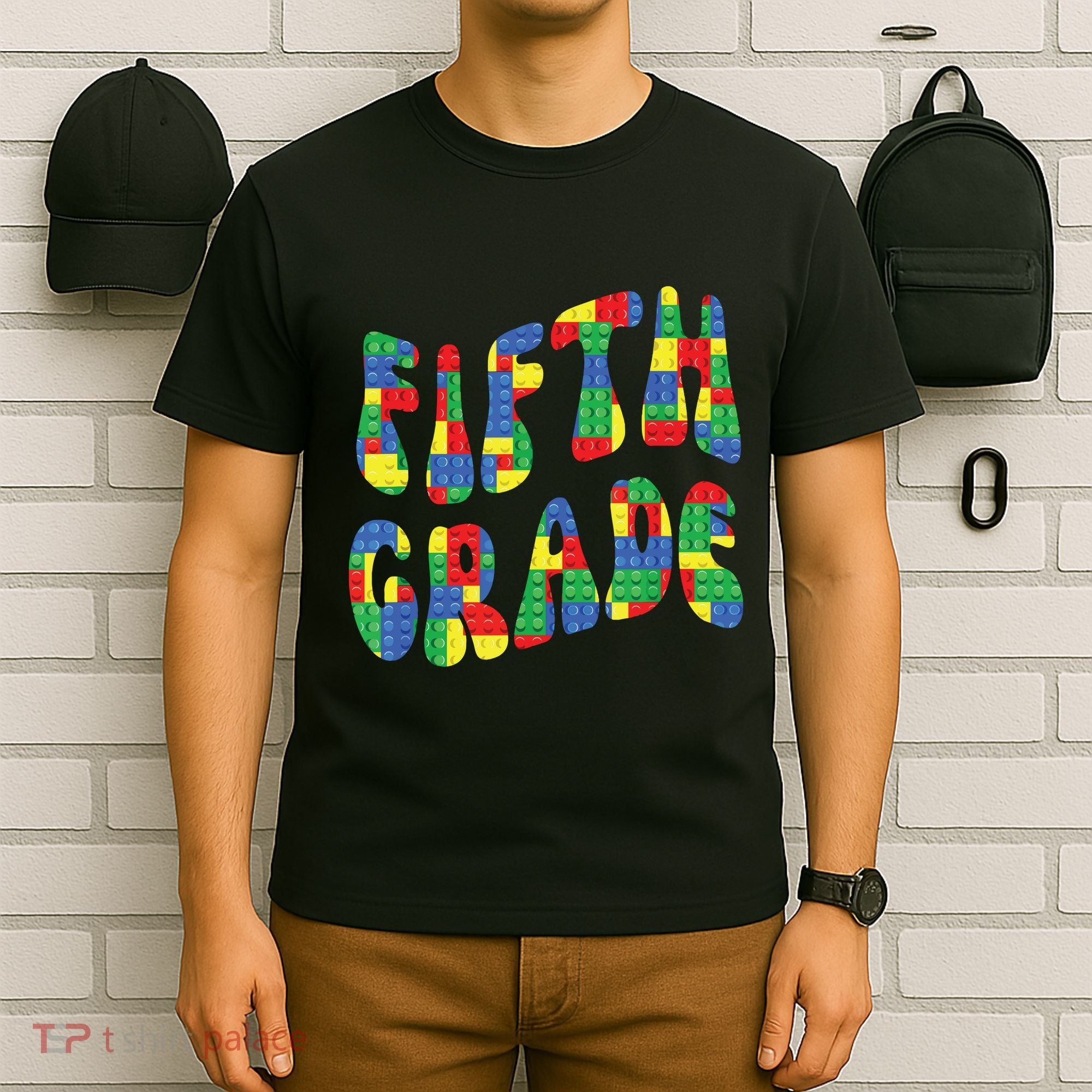 Building Bricks Fifth Grade 5 Boy Teacher Master Builder T-Shirt