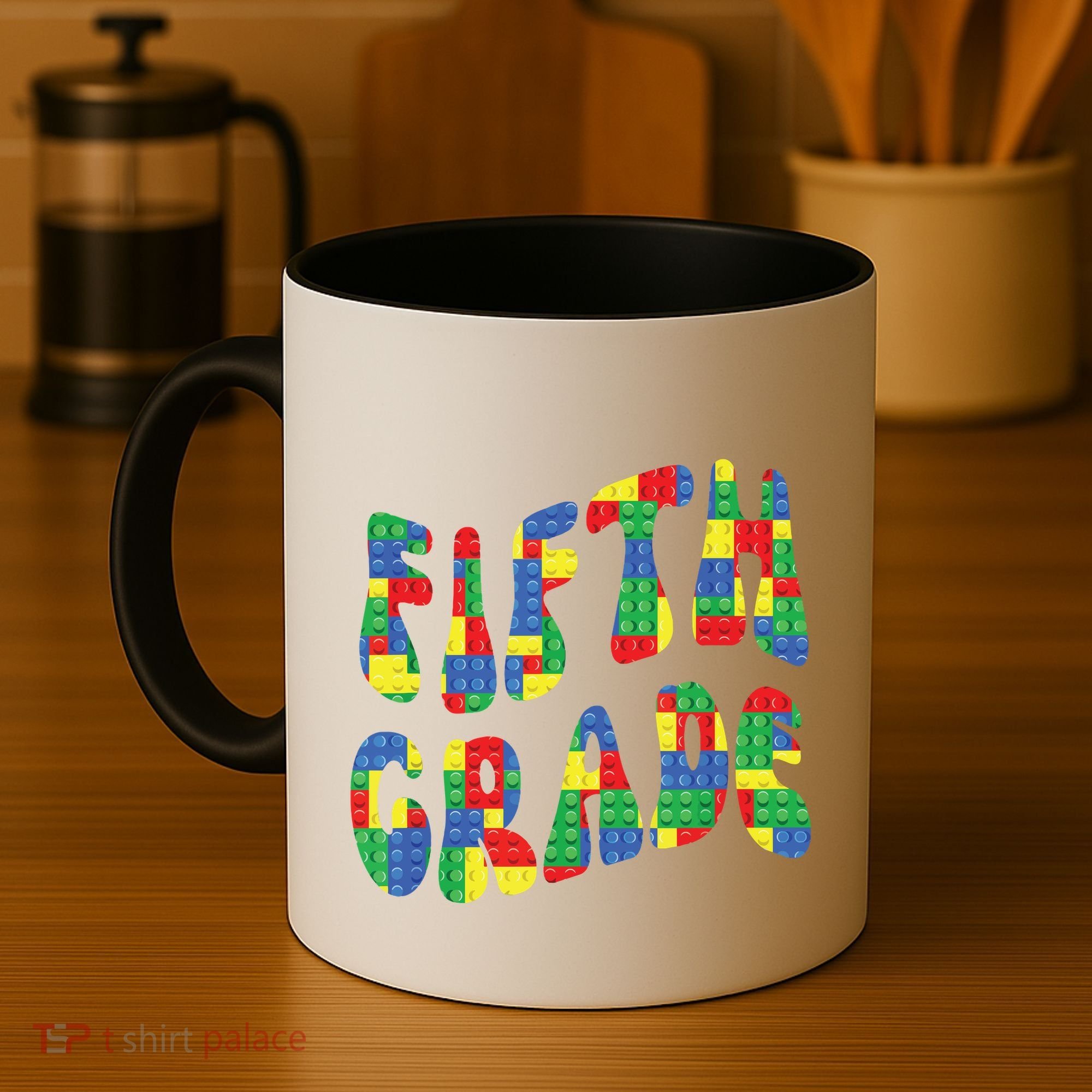 Building Bricks Fifth Grade 5 Boy Teacher Master Builder Coffee Mug