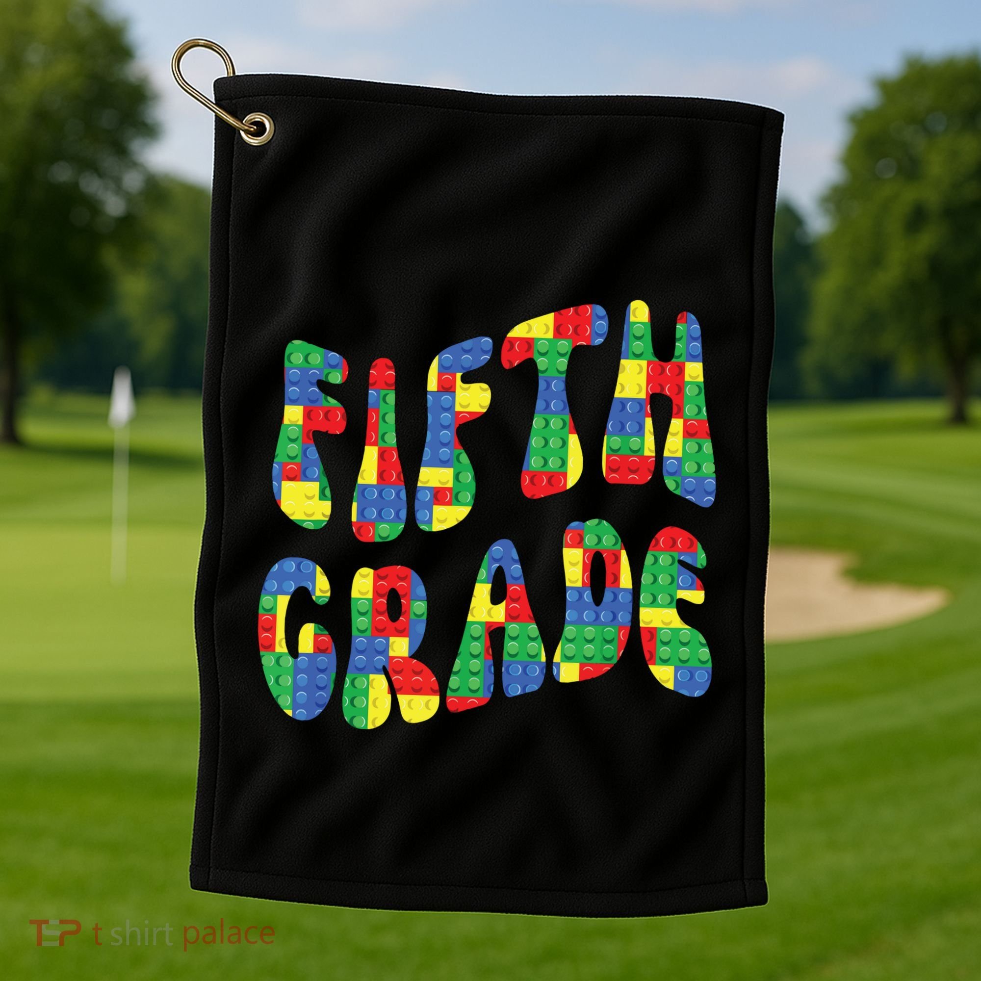 Building Bricks Fifth Grade 5 Boy Teacher Master Builder Golf Towel