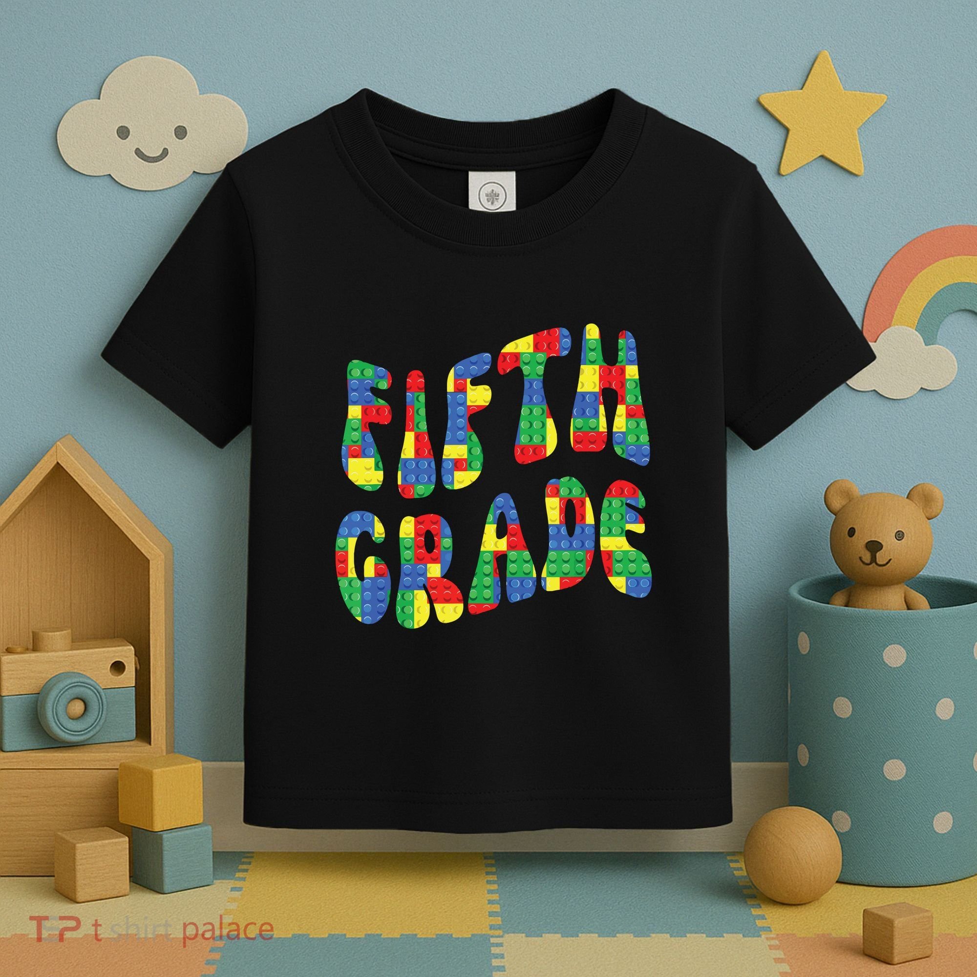 Building Bricks Fifth Grade 5 Boy Teacher Master Builder Toddler T-Shirt