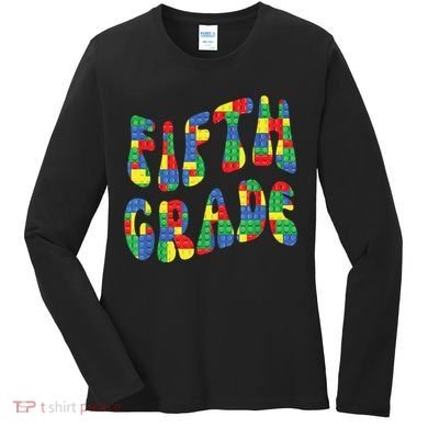 Building Bricks Fifth Grade 5 Boy Teacher Master Builder Women's Long Sleeve Shirt